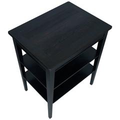 Early 20th Century Ebonized Rustic Side Table, Working Table in Massive Walnut