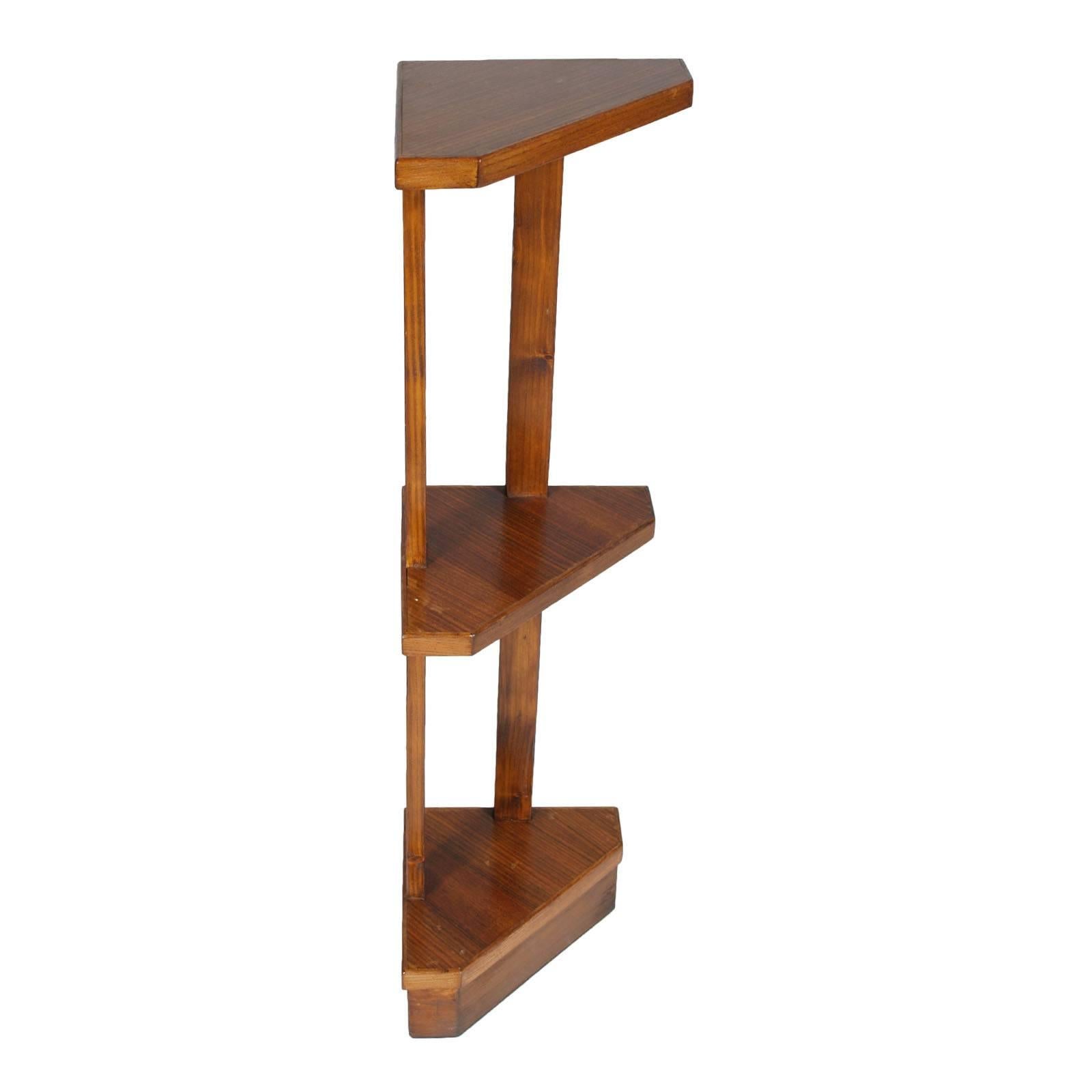 MidCentury Modern Art Deco Oak Corner Shelves, Etagere at 1stDibs
