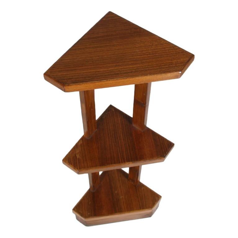 MidCentury Modern Art Deco Oak Corner Shelves, Etagere at 1stDibs