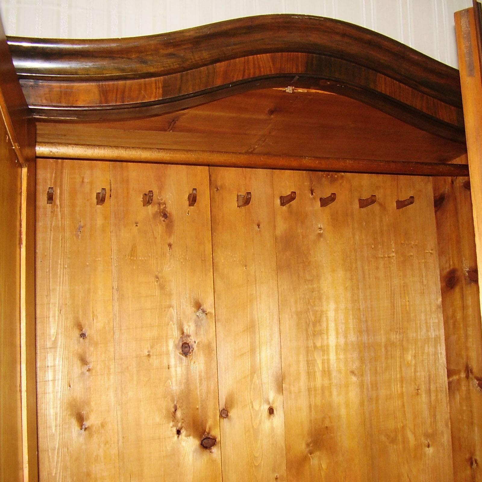 19th Century, Austrian Biedermeier Wardrobe Cabinet in Walnut, all original In Good Condition In Vigonza, Padua