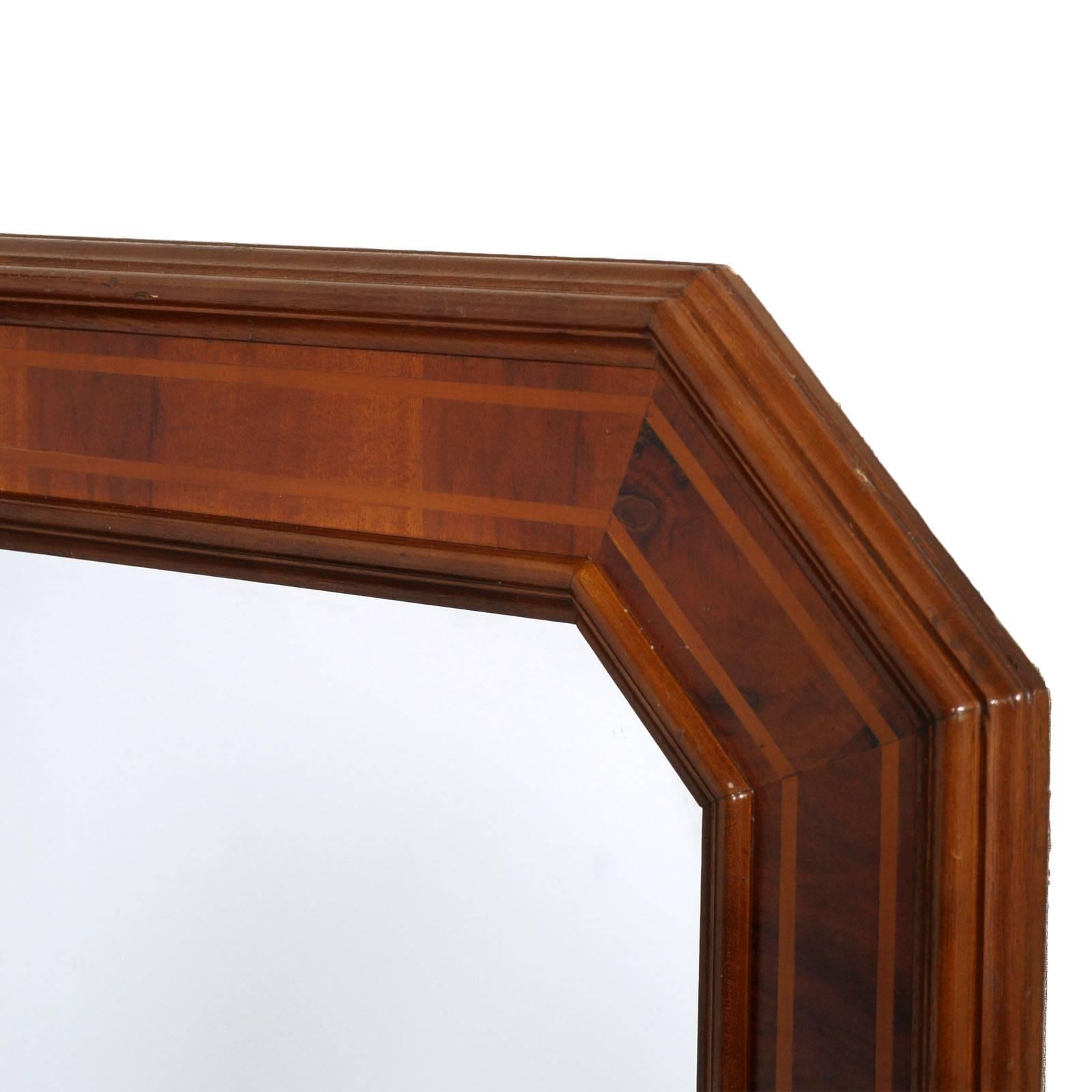 Neoclassical mirror with octagonal frame  in massive wood  veneered walnut , Beech tree inlaid
They can be sold separately

Measures cm: H 85, W 68, D 3.