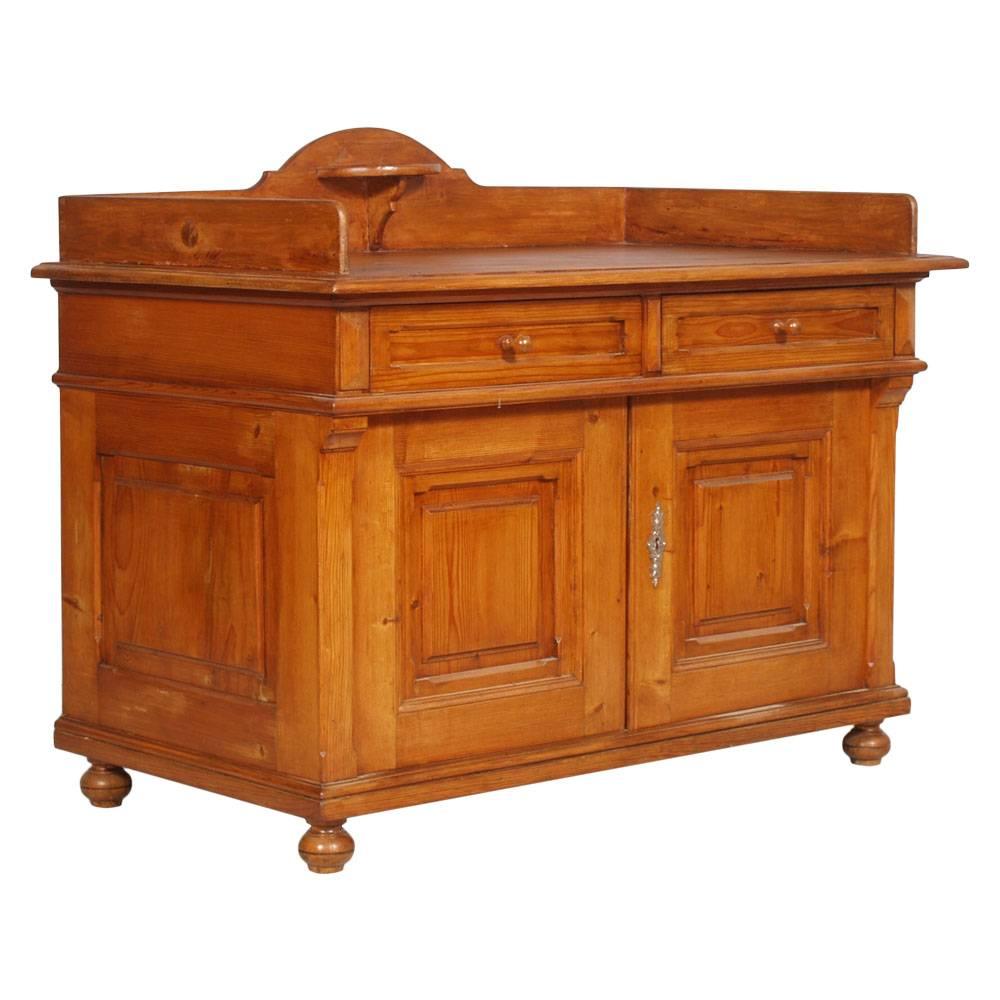 Late 19th century Tyrolean Credenza Sideboard Vanity , Solid Larch, wax polished For Sale