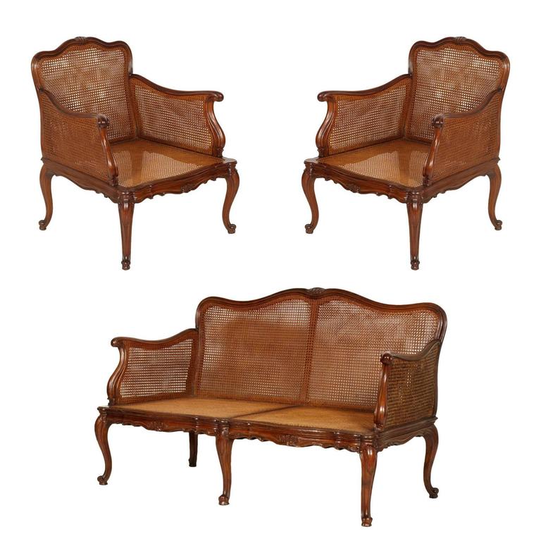 19th Century Venice Cadorin Sofa And Pair Of Armchairs Vienna Straw 19th Century Venice Cadorin Sofa And Pair Of Armchairs Vienna Straw Hand Carved For