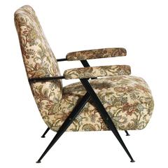 Poltrona moderna di metà secolo Sedia Club in metallo nero con rivestimento originale