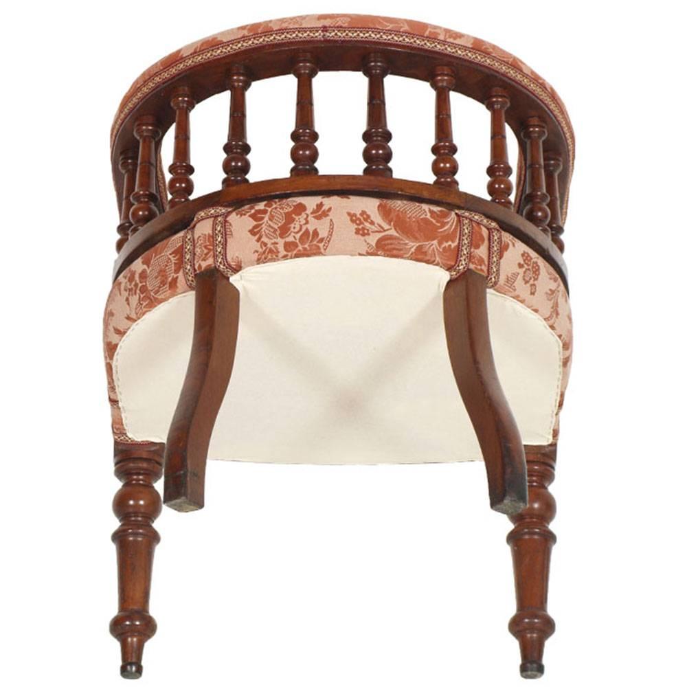 19th Century Italy Cockpit Chair in Turned Walnut, Restore and Finish Shellac In Excellent Condition For Sale In Vigonza, Padua
