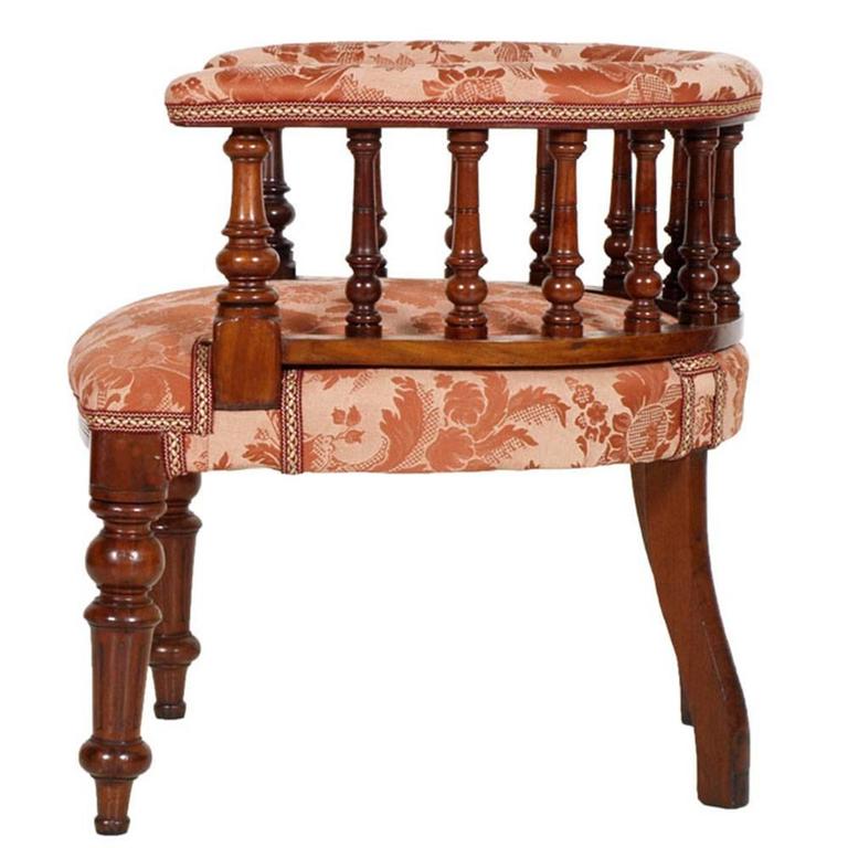 19th Century Italy Cockpit Chair in Turned Walnut, Restore and Finish