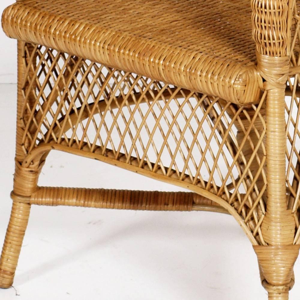 French Provençal Curved Bamboo Rattan Armchair, 1950s in Franco Albini Manner For Sale 1