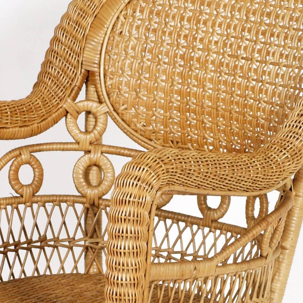 Bamboo Italian mid century rattan chair by Franco Albini, 1960s For Sale
