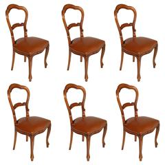 Italian Mid-Century Six Sturdy Revival Baroque Chairs