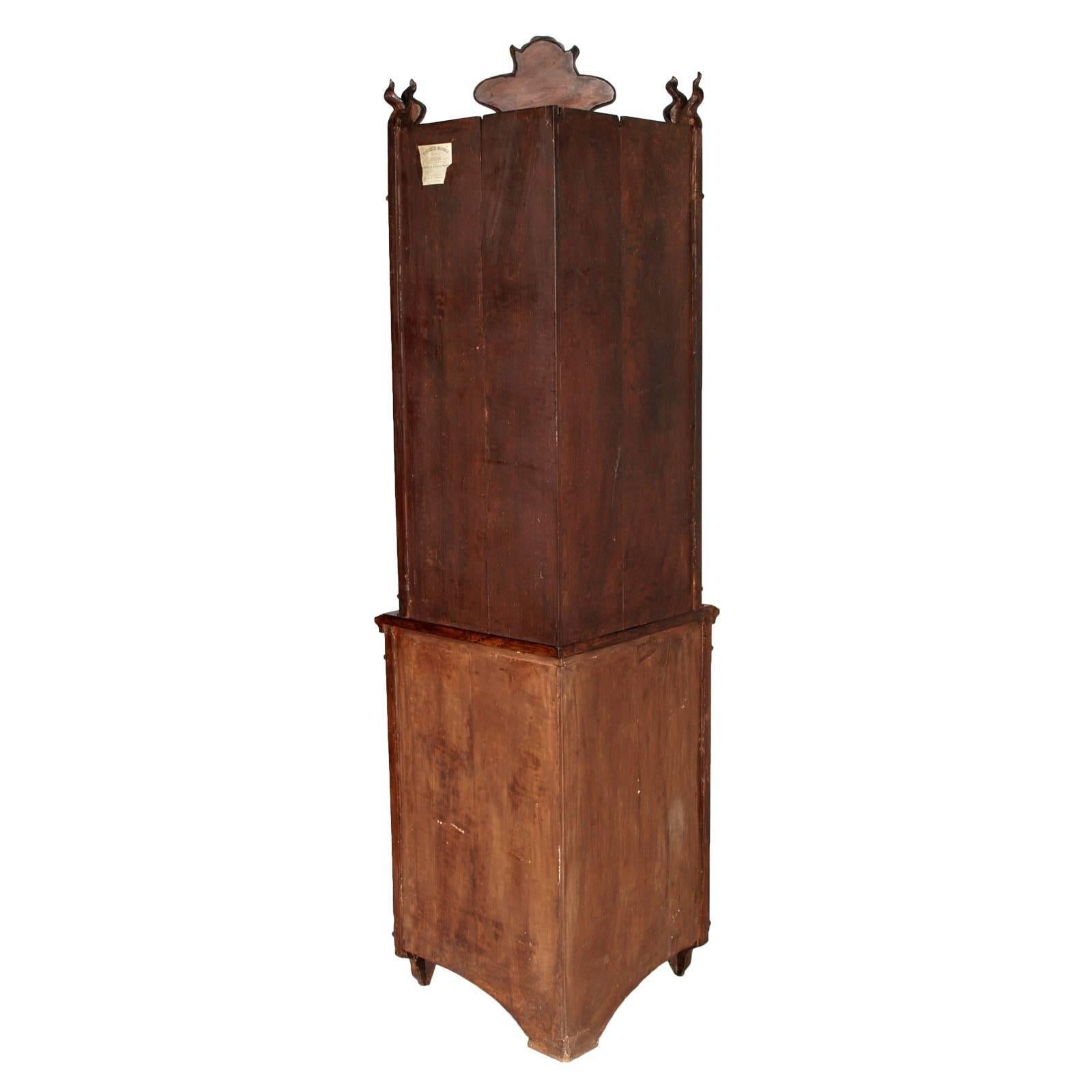 Sculptural Art Nouveau Corner Vitrine Cabinet by Vincenzo Cadorin Carved Walnut For Sale 1