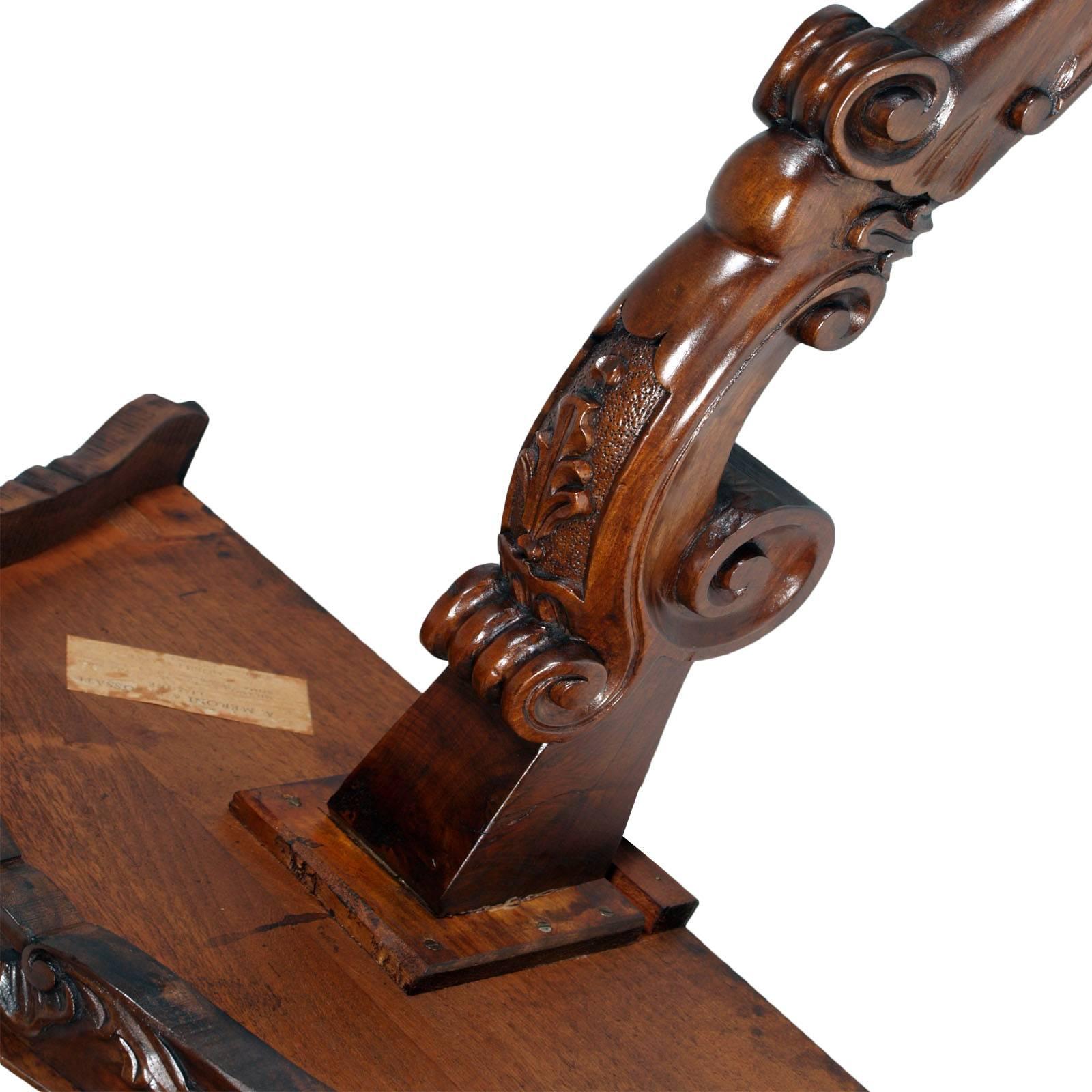 Hand-Carved Early 20th Century Venetian Console Carved Walnut by Meroni e Fossati, Lissone For Sale