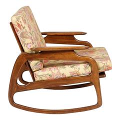 Mid-Century Modern Danish Rocking Chair by Adrian Pearsall Blond Walnut Texture