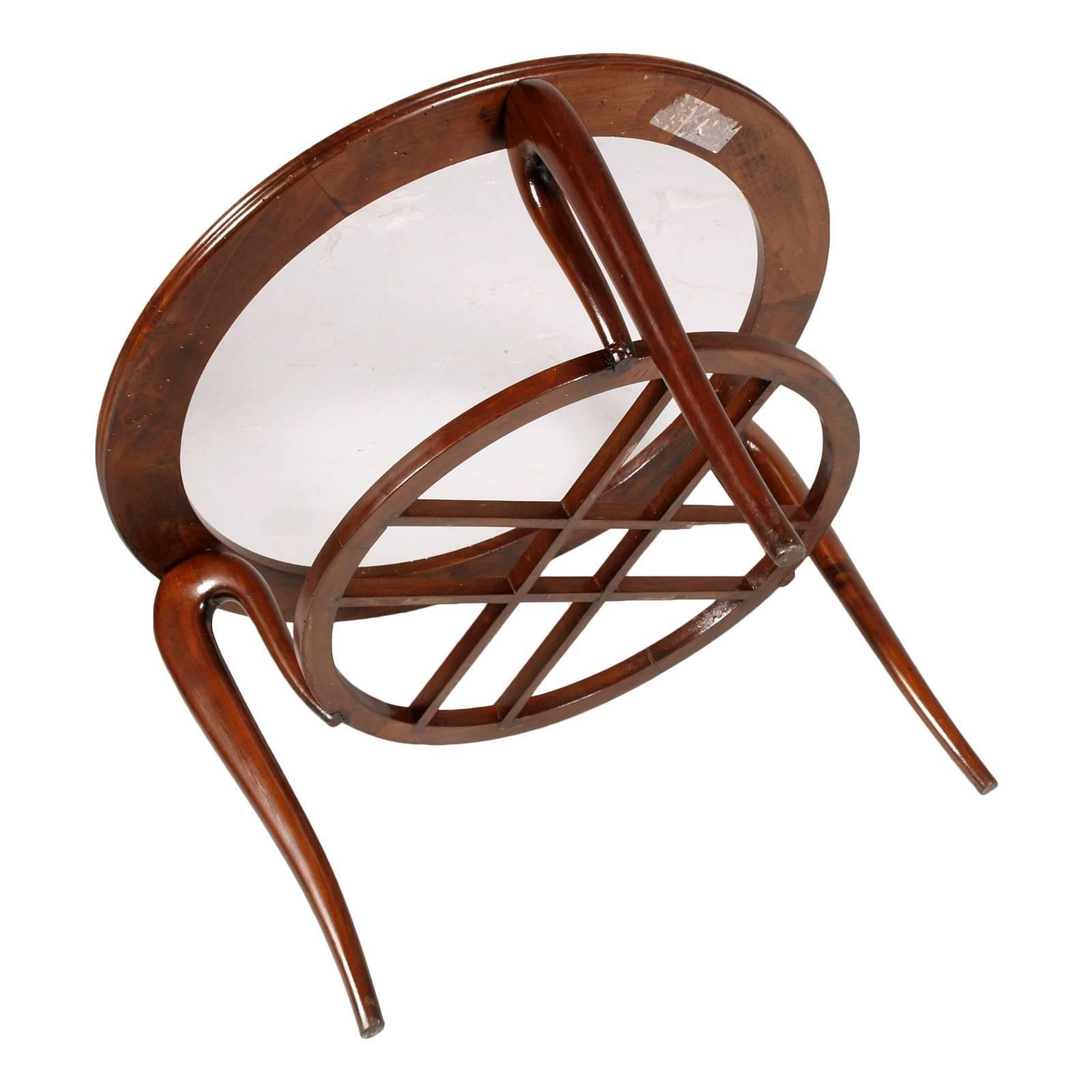 Italian 1940s Mid-Century Coffee Table Centre Table by Paolo Buffa, Walnut wax-polished For Sale