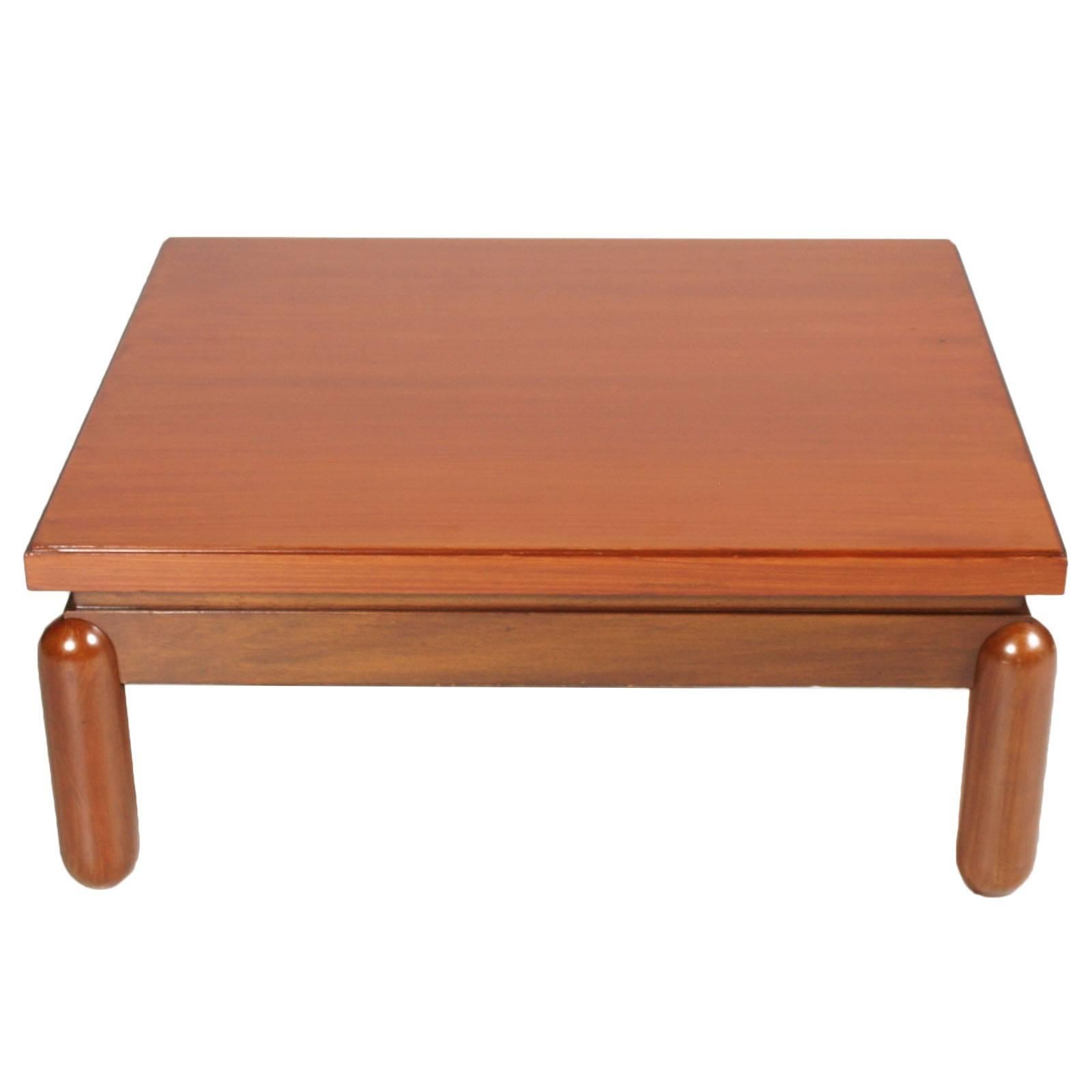 Mid-Century Modern coffee centre table in Afra & Tobia Scarpa Style 1970s in turned beech and walnut applied. Restored and finished to shellac

Measure cm: H 37, W 80, D 80.
