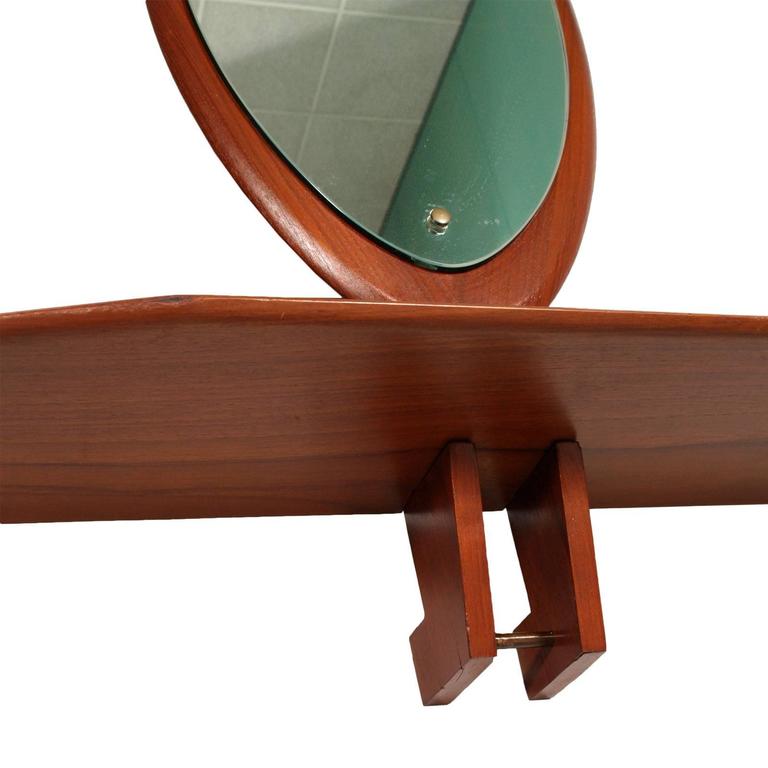 Mid-Century Modern Consol and Wall Mirror by Clausen & Son in Teack, 1960s In Good Condition For Sale In Vigonza, Padua