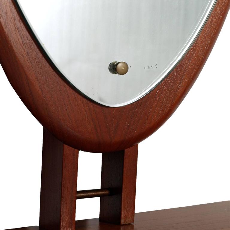 Brass Mid-Century Modern Consol and Wall Mirror by Clausen & Son in Teack, 1960s For Sale