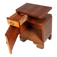 1920s Bedside Table Art Deco in Burl Elm and Rosewood , Gaetano Borsani Attribut