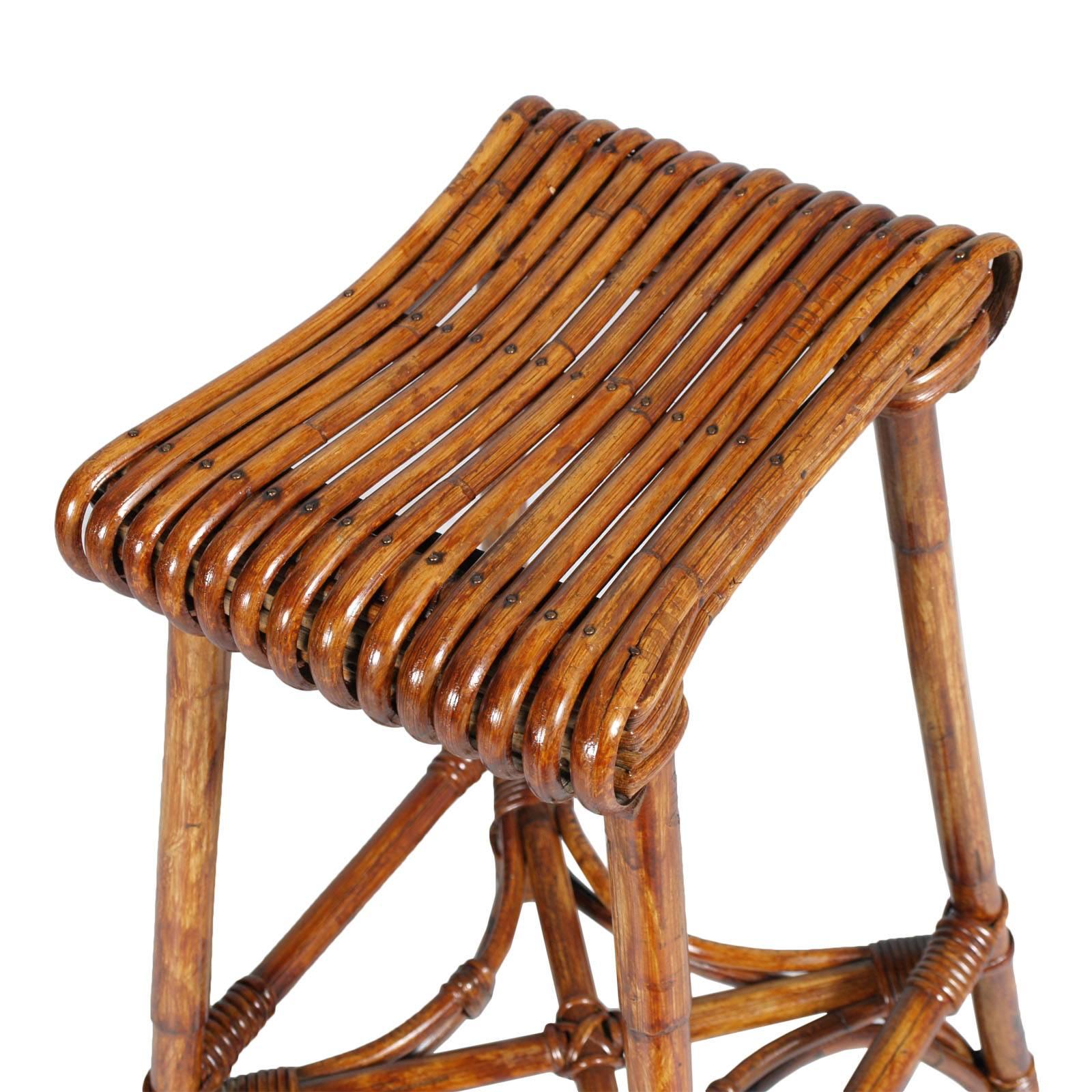 Italian Mid-Century Modern Bamboo Stool by Franca Helg for Bonaccina For Sale