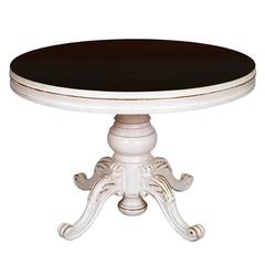 19th Century set Baroque extendable Round Table & Chairs in walnut white painted