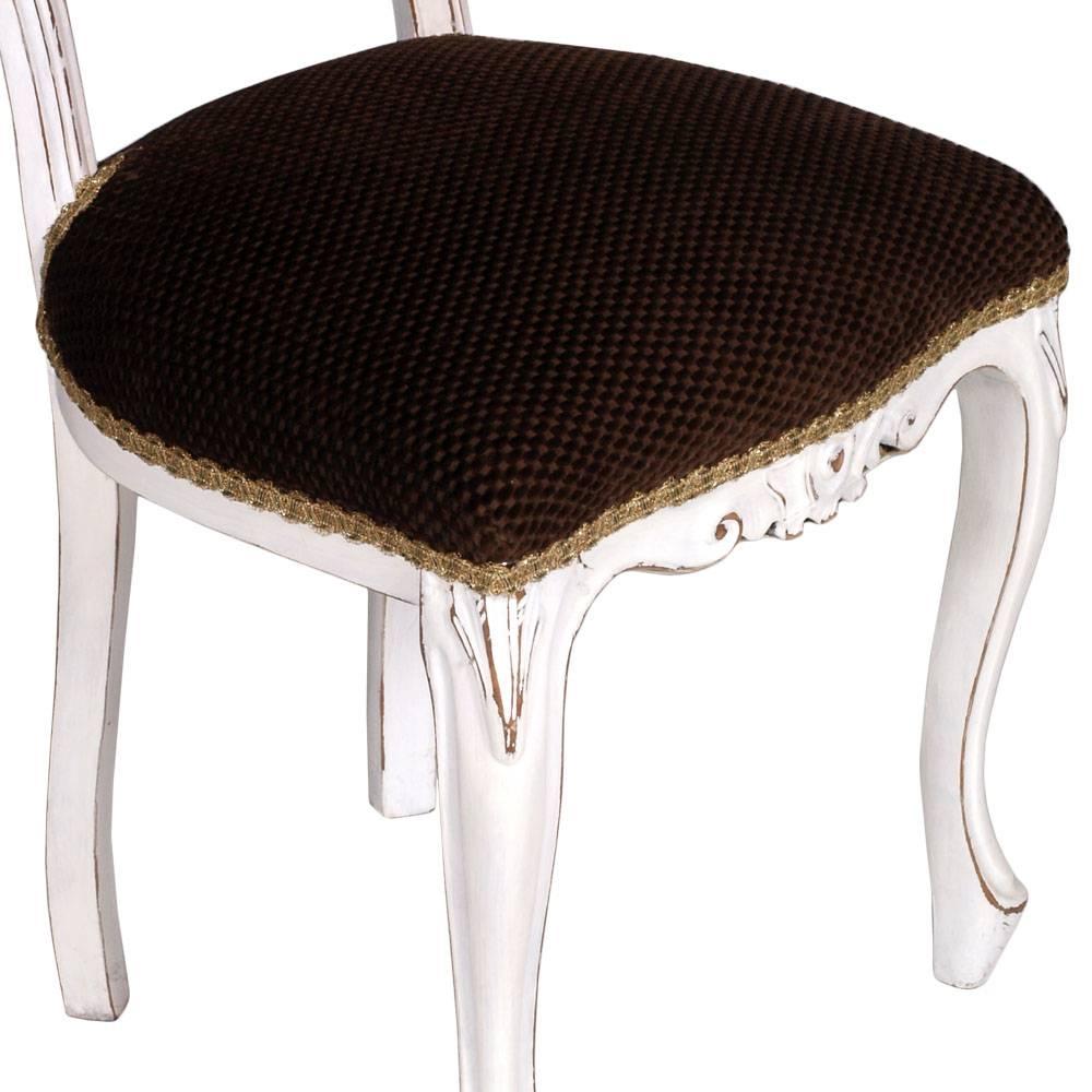 19. Jahrhundert Set Barock ausziehbarer runder Tisch & Stühle in Nussbaum weiß lackiert (Walnuss) im Angebot