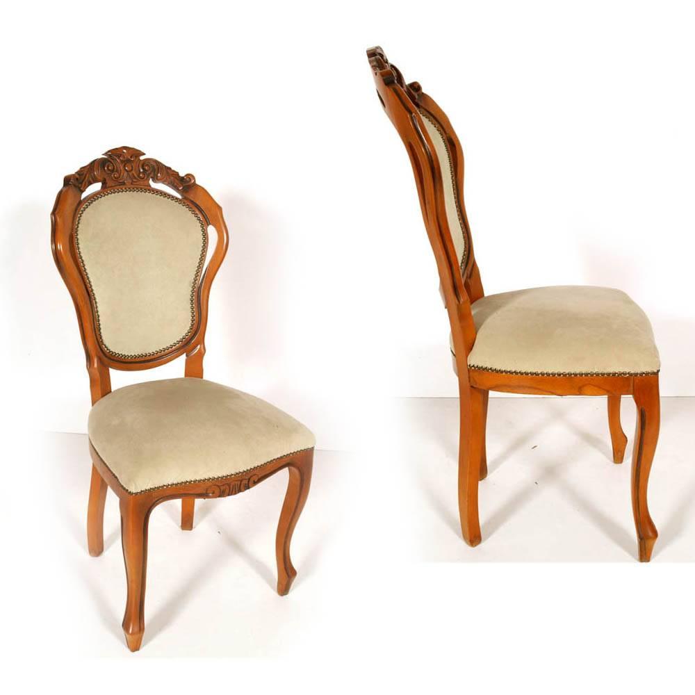 Barocktisch und Stühle des frühen 20. Jahrhunderts, handgeschnitztes blondes Nussbaumholz (Mitte des 20. Jahrhunderts) im Angebot