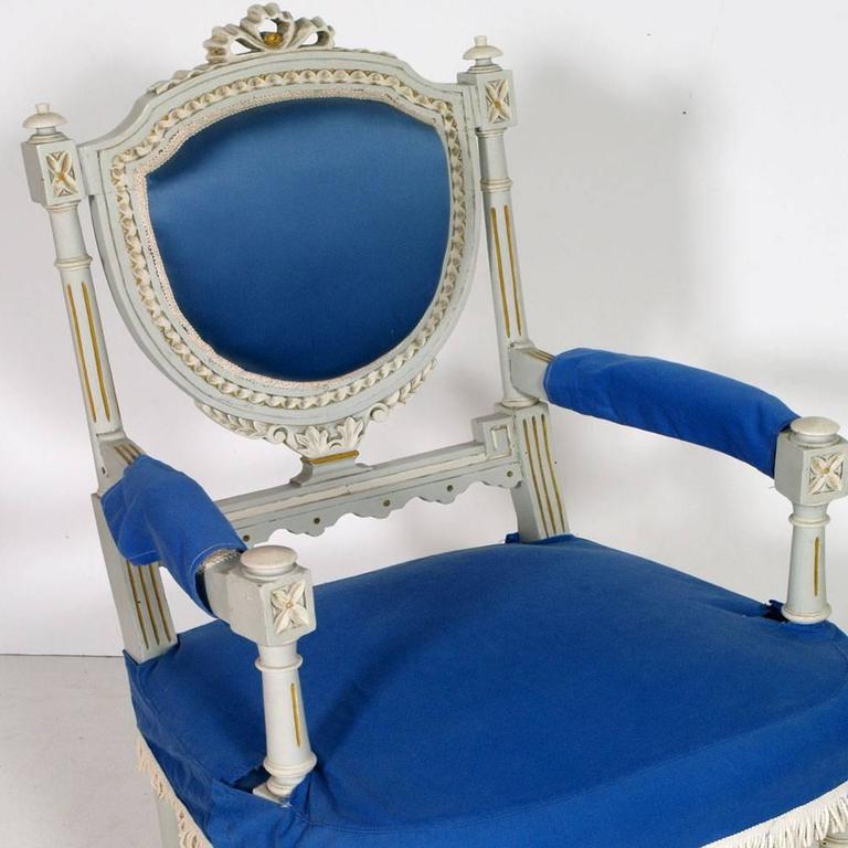 19th Century Louis XVI Gustavian style Salon Suite 1 Sofà 6 Chairs 2 Armchairs  For Sale 1