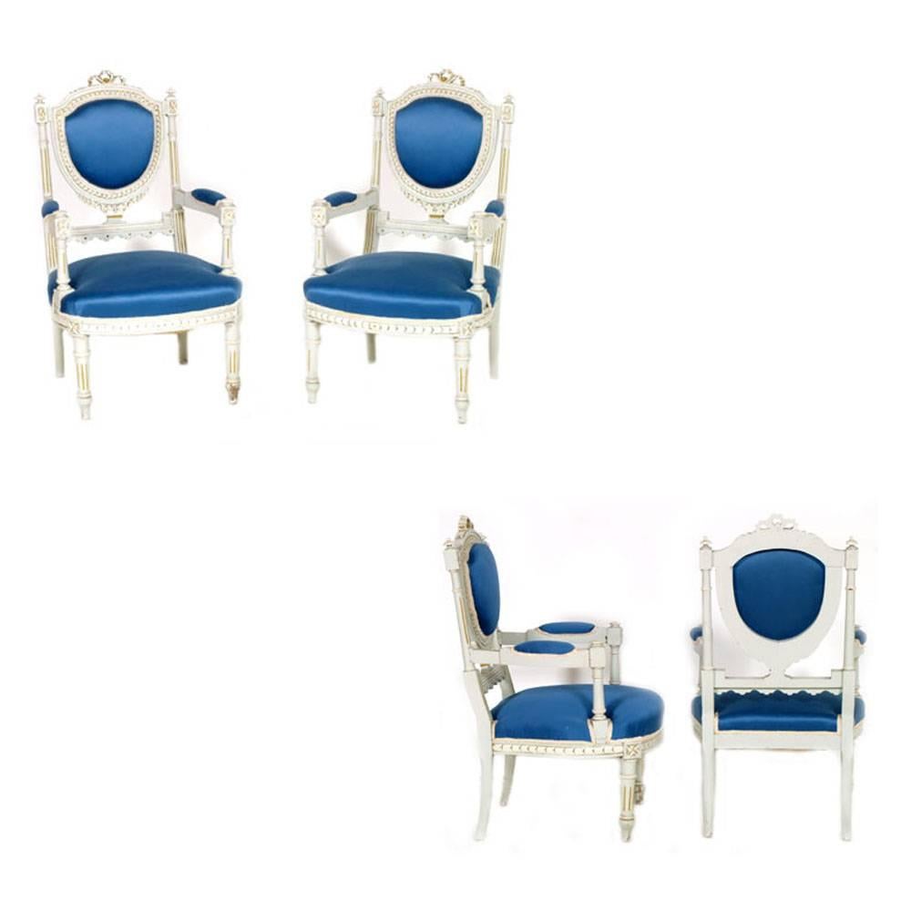 Gustavien Suite de salon de style gustavien Louis XVI du 19ème siècle 1 canapé 6 chaises 2 fauteuils  en vente