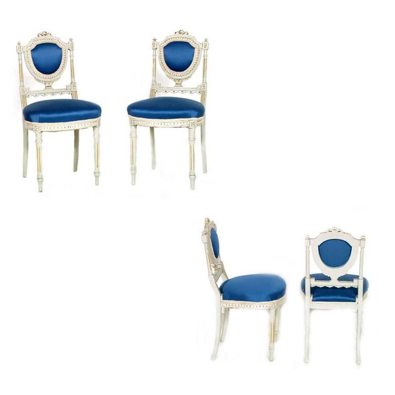 Lacquered 19th Century Louis XVI Gustavian style Salon Suite 1 Sofà 6 Chairs 2 Armchairs  For Sale