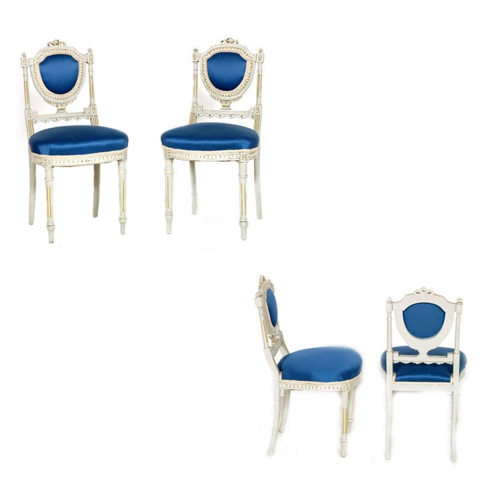 Français Suite de salon de style gustavien Louis XVI du 19ème siècle 1 canapé 6 chaises 2 fauteuils  en vente