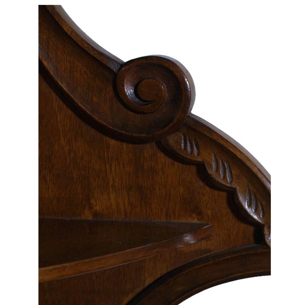 Italian Early 20th Century Corner Cupboard, Gothic Cabinet in Carved Walnut, Finish Wax