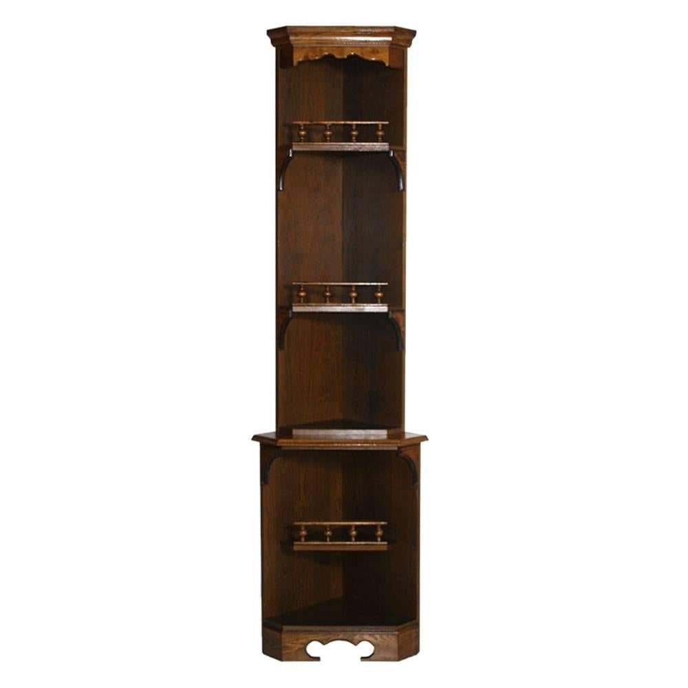Early 20th Century Renaissance Corner Shelves Cupboard in Solid Oakwood For Sale