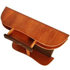 Mid-Century Console Attributed Ico Parisi in Cherrywood and Brown Leather