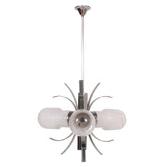 1960s Chandelier Three Lights in Steel and Murano Glass. Explosion by Mazzega