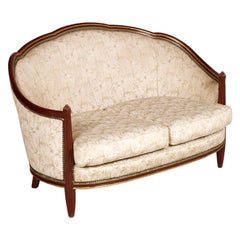 Divano Loveseat Art Nouveau Belle Époque Laccato e dorato in noce intagliato