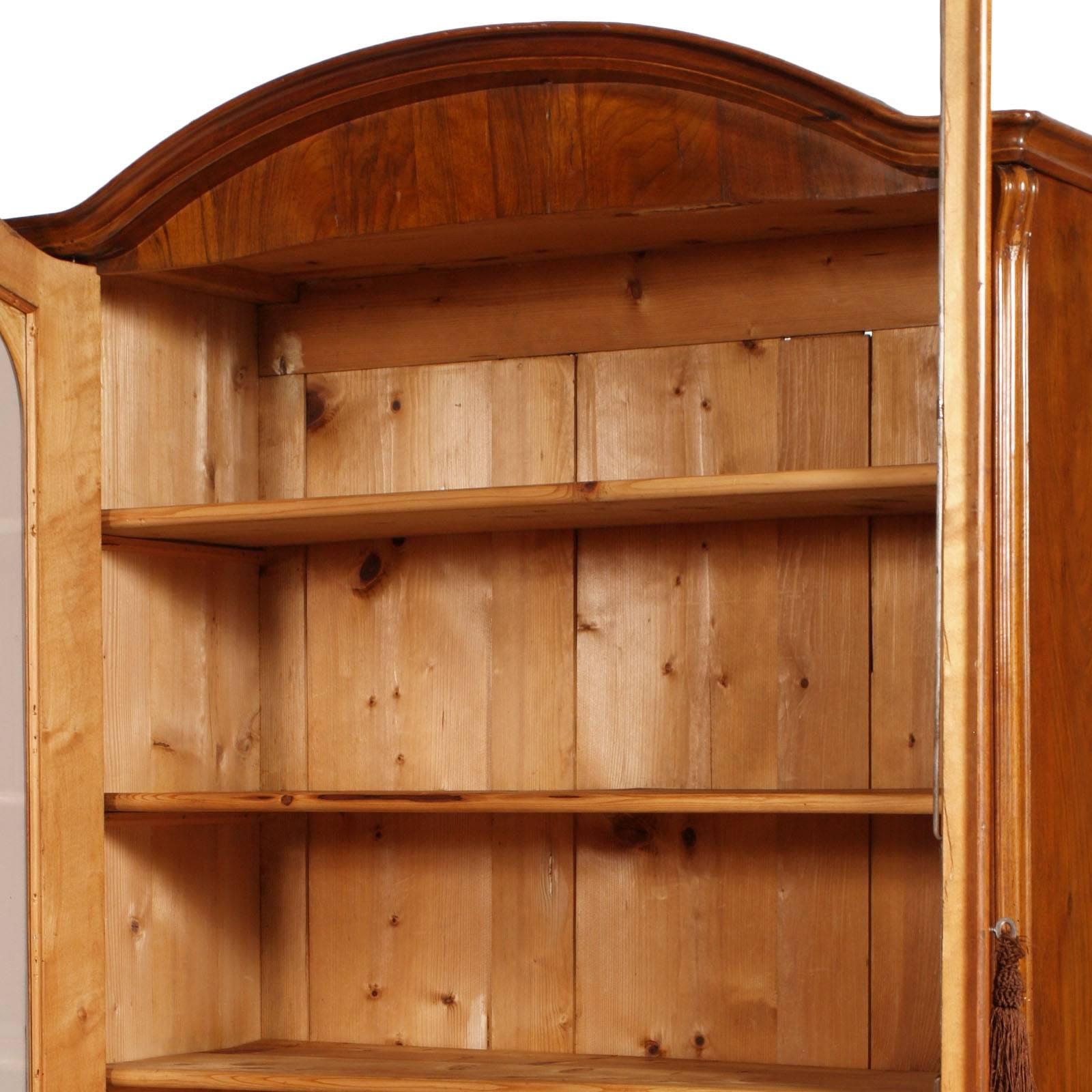 Appliqué 19th Century Biedermeier Bookcase Vitrine in Walnut Restored and wax polished