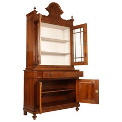 19th Century Italian Sideboard Credenza, display cabinet , Walnut wax polished