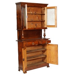 Late 19th Century French Provencal Vetrine Cupboard in Walnut, wax polished