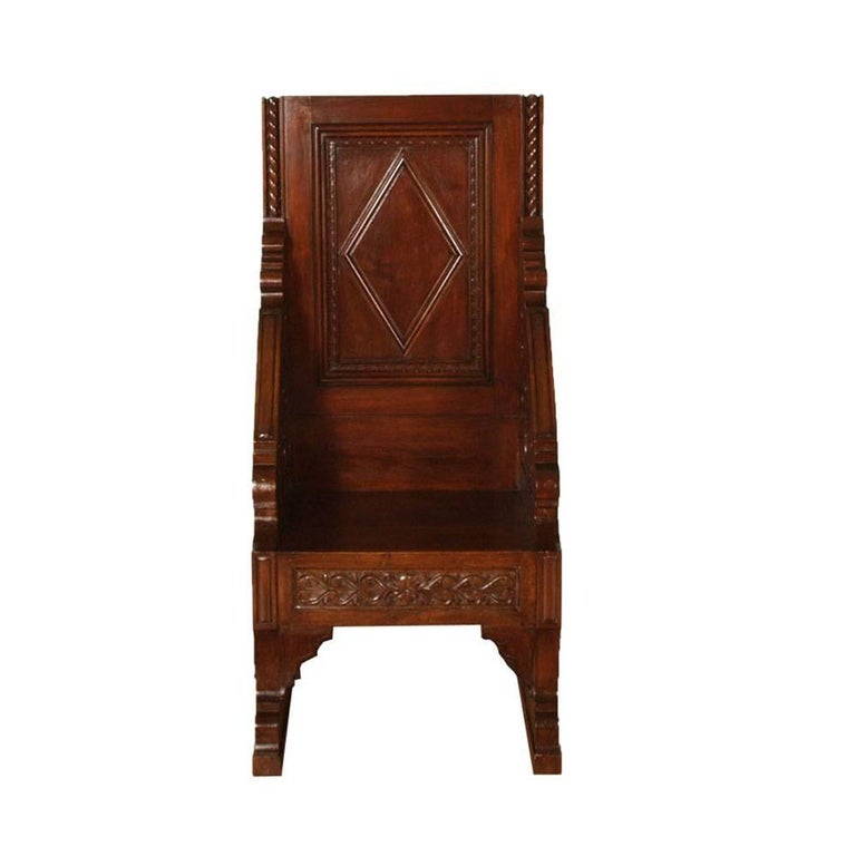 Th century renaissance carved throne armchairs with two Th century renaissance carved throne armchairs with two