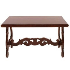 Antique Coffee Centre Table in Walnut, Florentine Renaissance Wax Polished