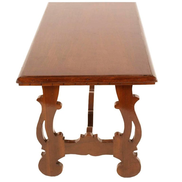 Antique Coffee Centre Table in Walnut, Florentine Renaissance Wax