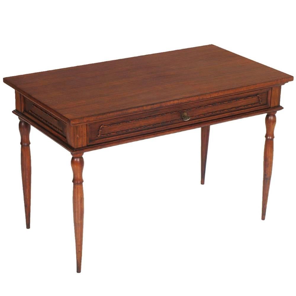 Early 20th Century Neoclassic Coffee Centre Table in Walnut with Big Drawer For Sale