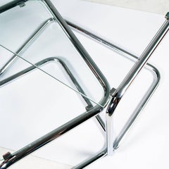 1960s, Mid-Century Modern Crystal and Chrome Nesting Tables Milo Baughman Style