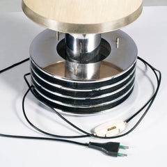 Lampada da tavolo di metà secolo in acciaio cromato Saturno Gaetano Sciolari Attribuibile