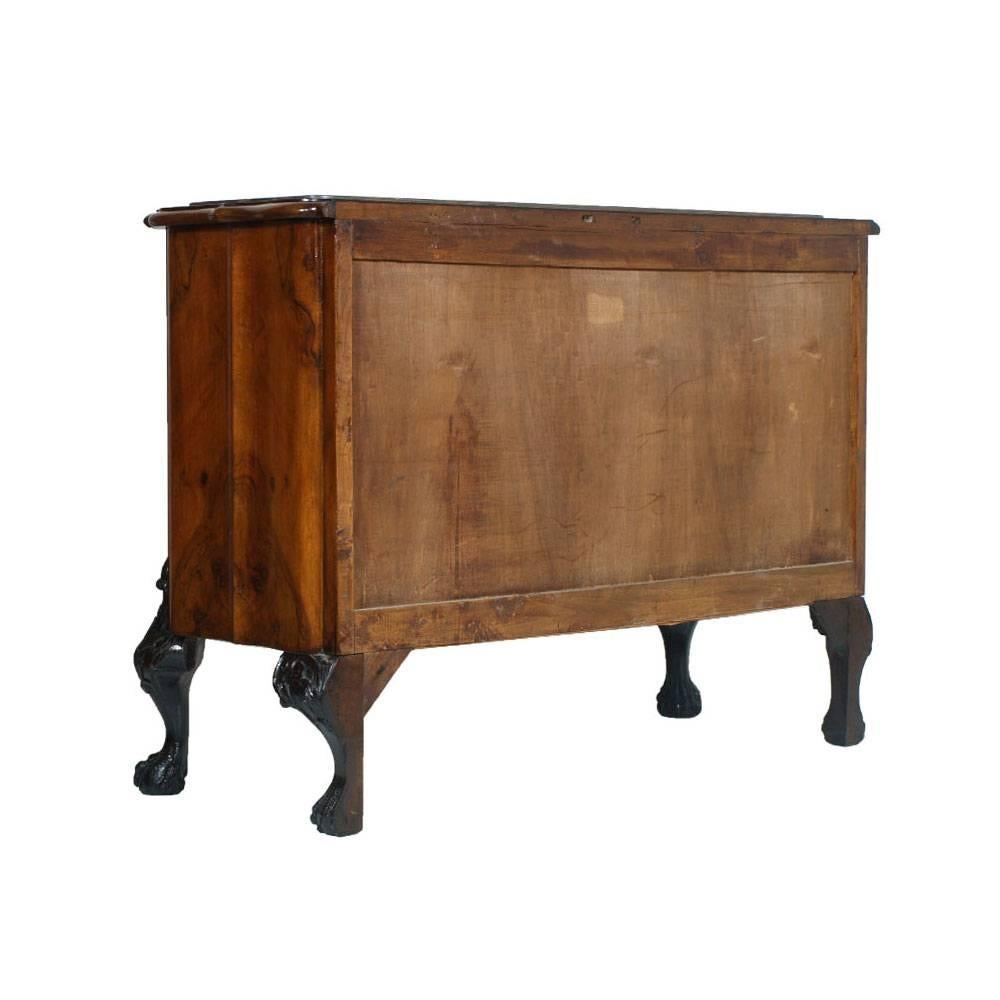 Baroque Revival 1900s Venetian Baroque Commode Chest of Drawers in Burl Walnut with Marble Top For Sale