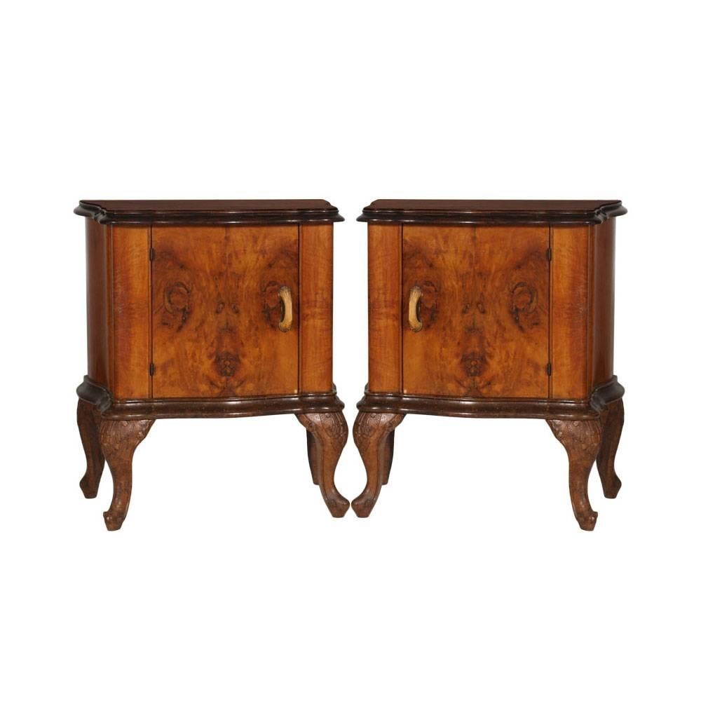 Venice Baroque Revival Italian Chest of Drawers with Nightstands in Burl Walnut 2