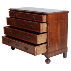 19th C. Neoclassical Italian Commode in Blond walnut with gray Marble Top