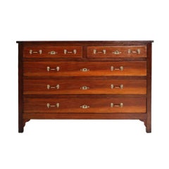 Early 20th Century Italy Art Nouveau Chest of Drawers Commode in solid Walnut