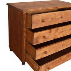 Italy 18th Century original Country Chest of Drawers, Solid Pine, Wax Polished