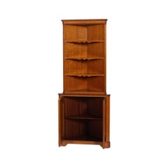 Mid-Century Modern Neoclassical Corner Display Cabinet in Walnut Polished to Wax