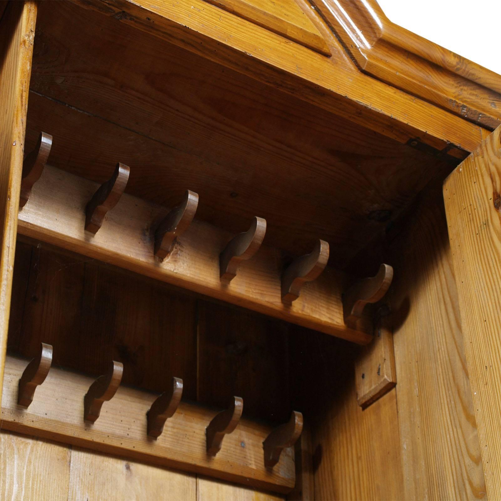 Neoclassical Austrian Tyrol 1860s Wardrobe Cabinet Cupboard in Solid Wood Polished to Wax